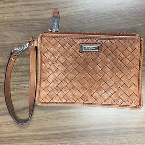 Cole Haan Leather Woven Wristlet